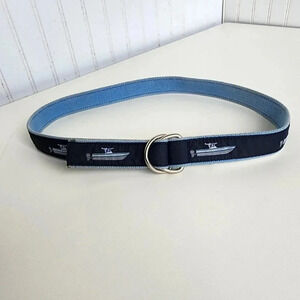 Elza B tm Handcrafted Navy Blue Boat Cotton D Ring Belt Women's Sz S